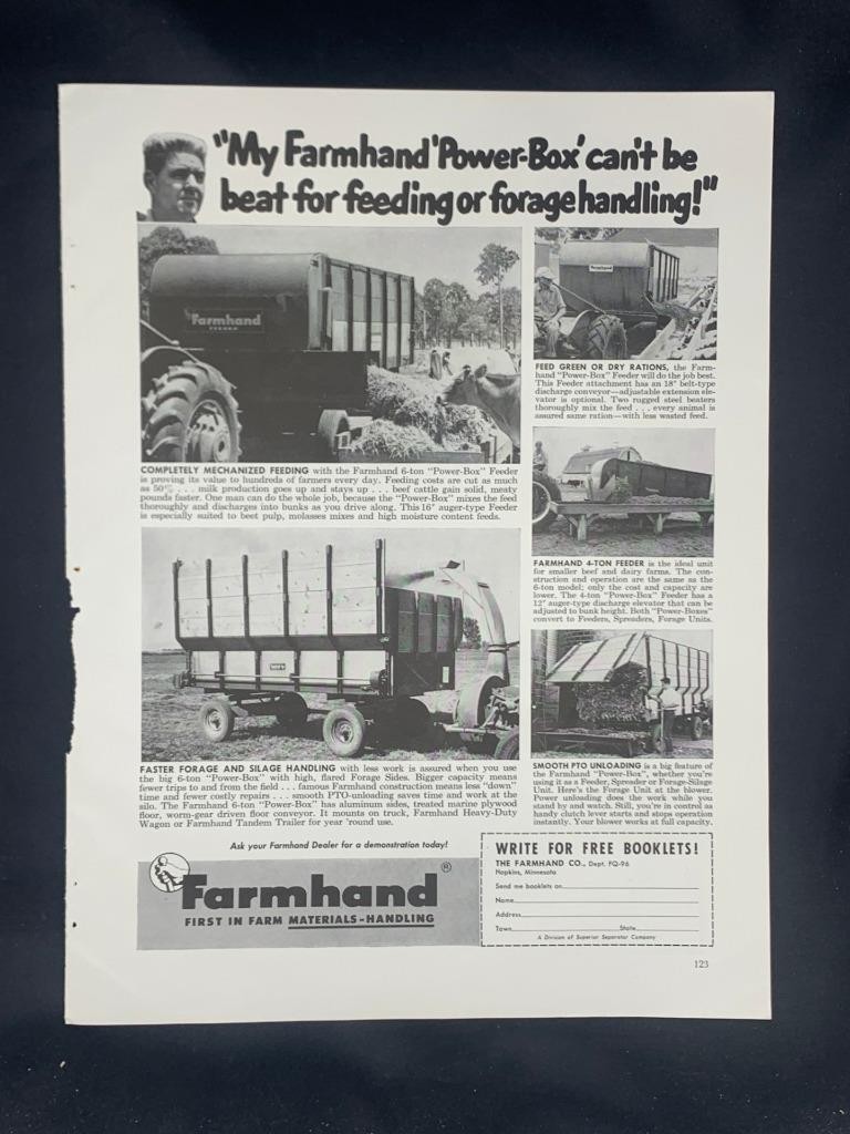 Magazine Ad* – 1956 – Farmhand Co., Hopkins, MN – « Power Box »
