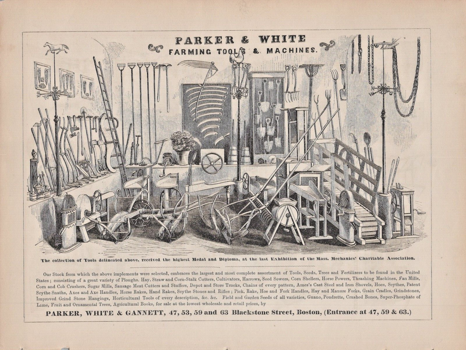 1900 Parker & White Farming Tools & Machines Boston Advertising A11o