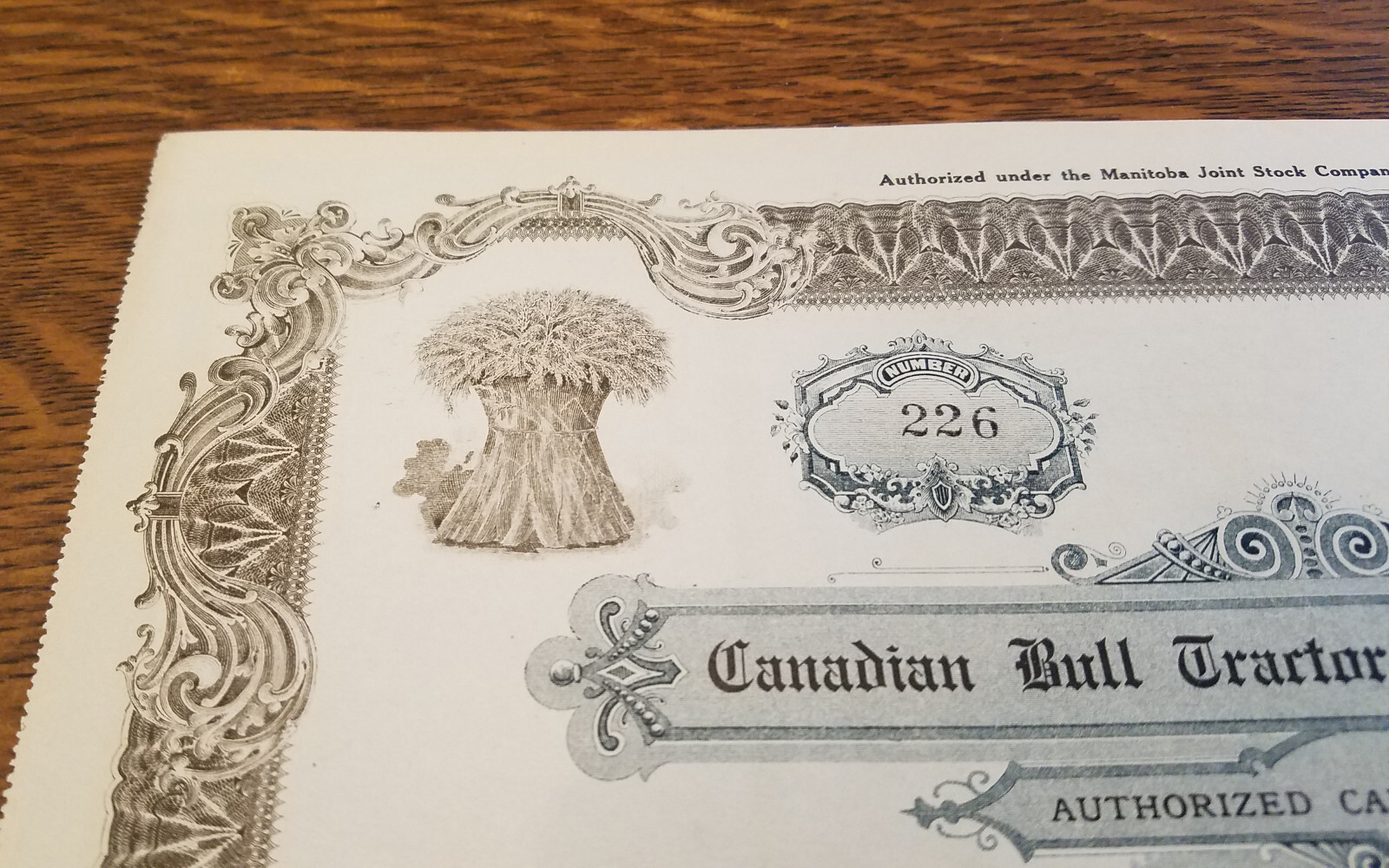 Rare Signed Hartsough Inventor 1914 Bull Tractor Stock Certificate Big Bull Farm