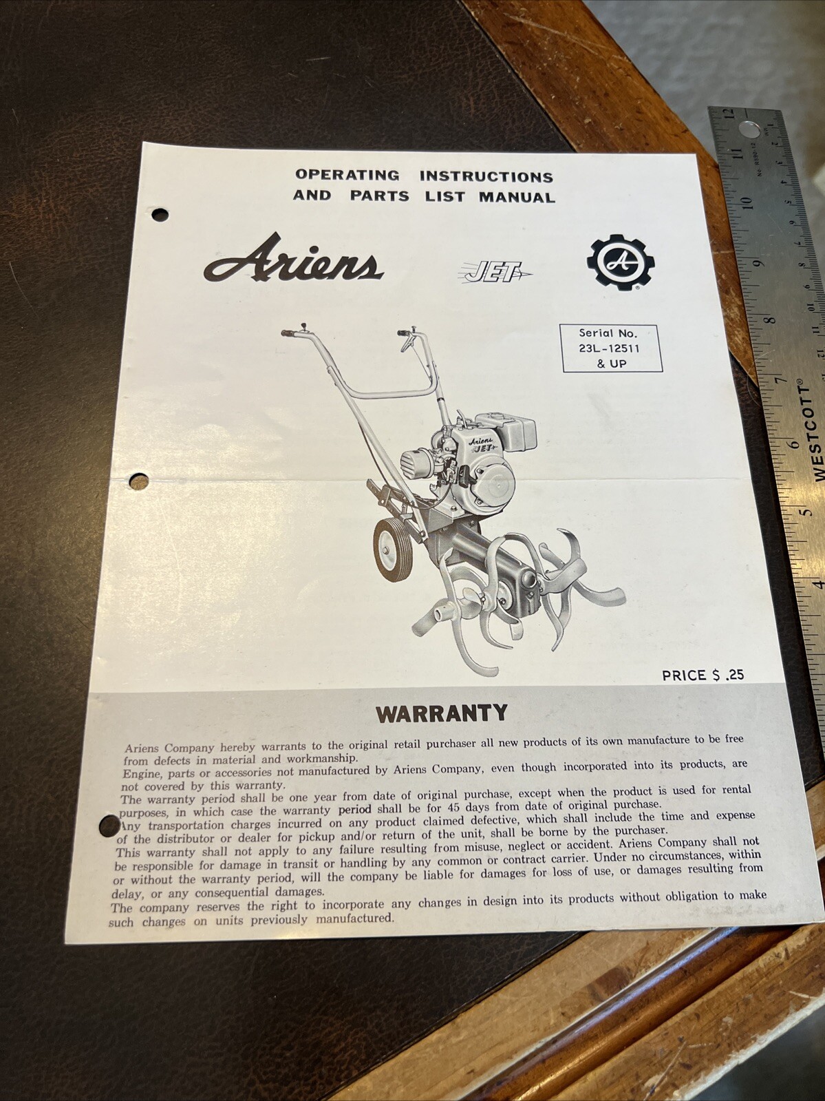 1960-70 Ariens Farm Implements Flyer / Brochure Jet Roto Tiller 23L-12511