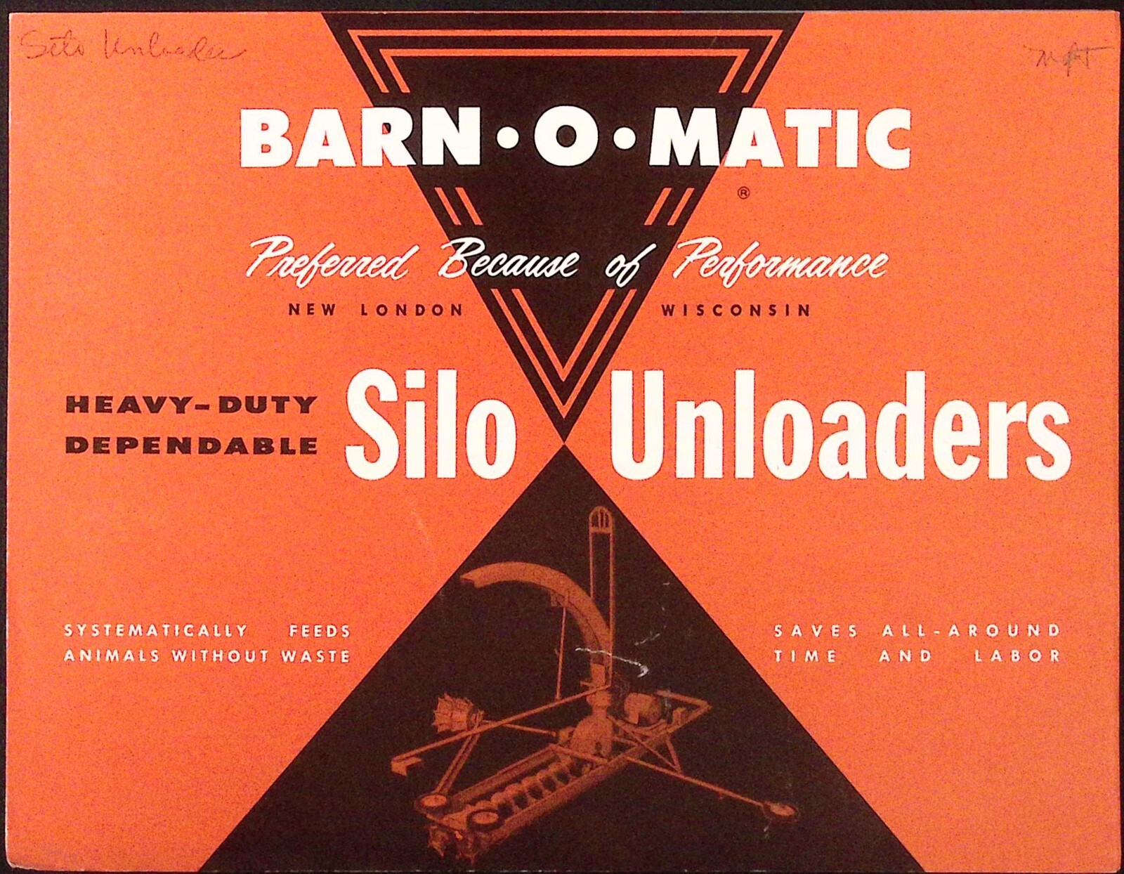 1950s Barn O Matic Heavy Duty Silo Unloader Brochure BarnOMatic New London WI