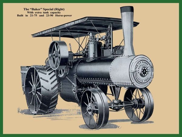 A.D. Baker Special Steam Engine Right View NEW Sign 24×30&Prime; USA STEEL