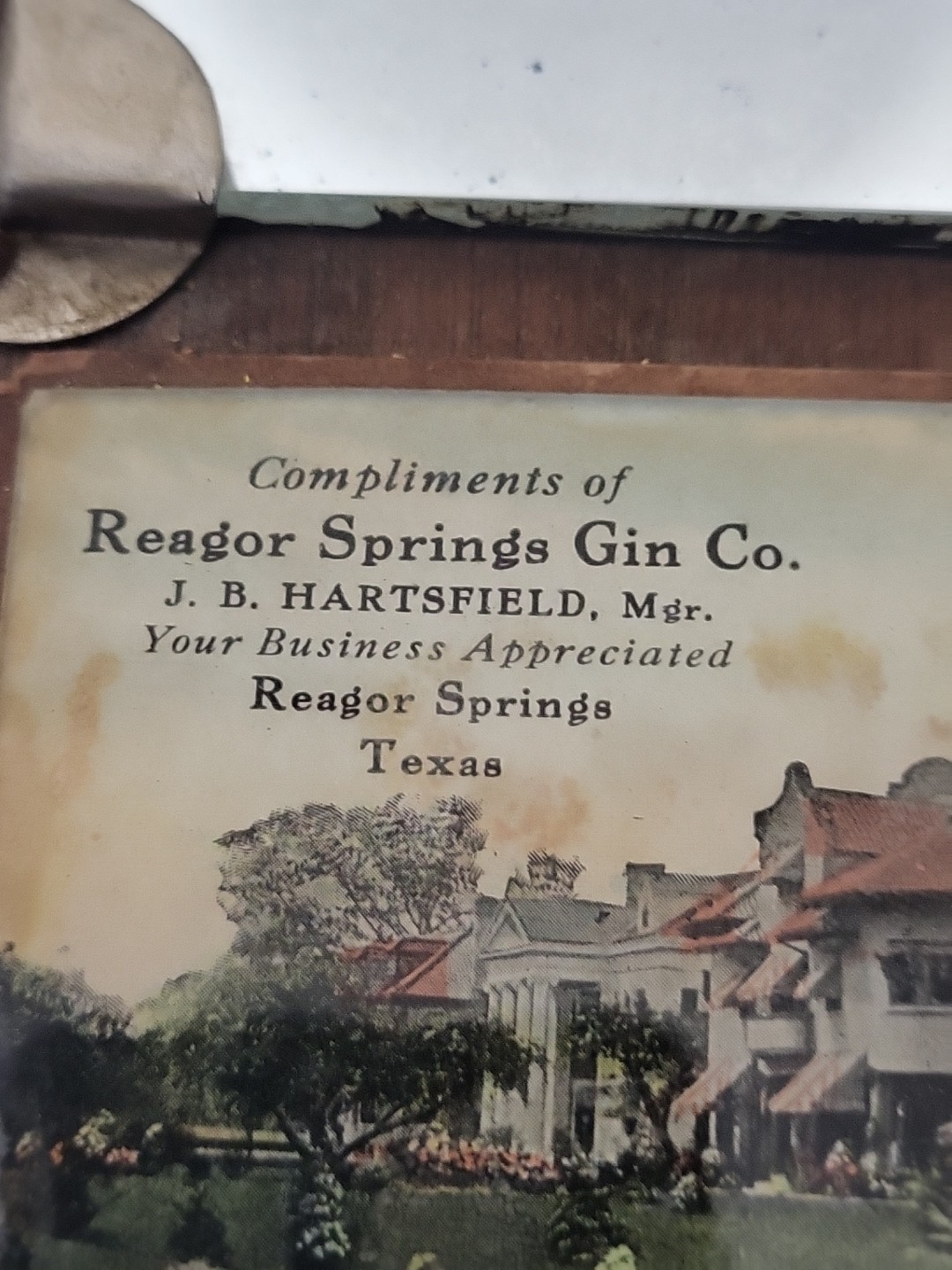 1920&rsquo;s ? SCARCE Reagor Spring ,Texas Cotton Gin Advertising, Mirror/ Wood Sign