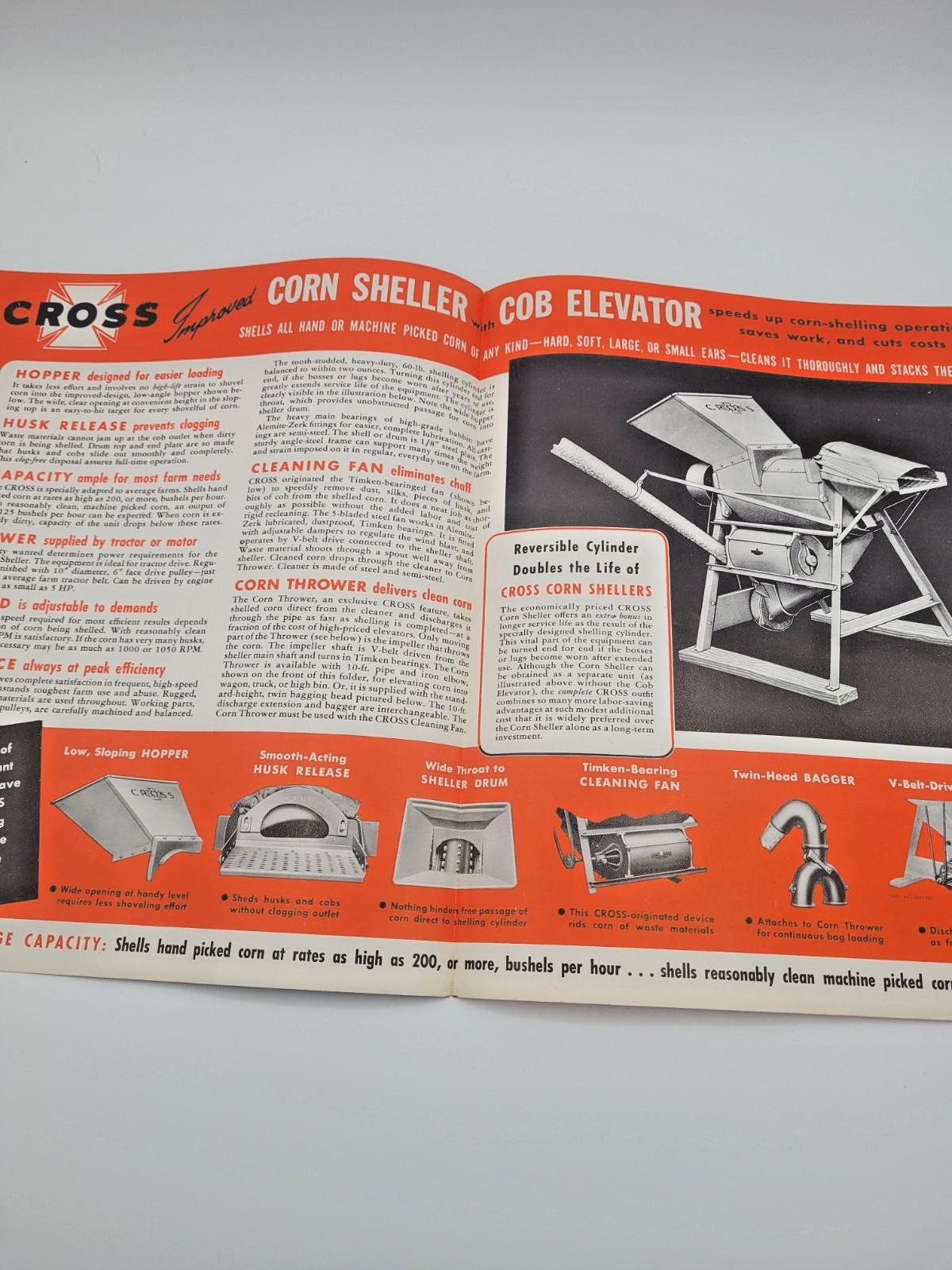1948 Red Cross Corn Sheller & Cob Elevator Sales Brochure Farm Vintage