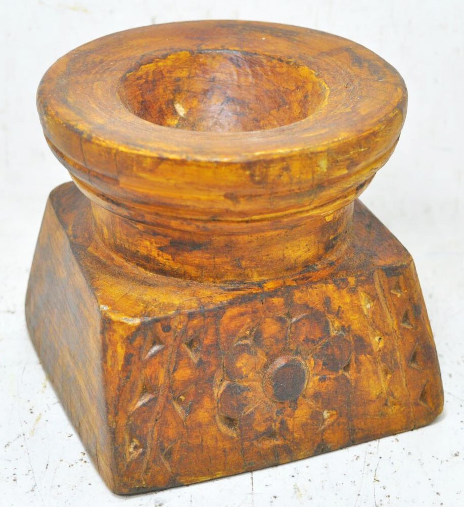 Antique Wooden Agricultural Seed Holder Bijni Original Old Hand Carved