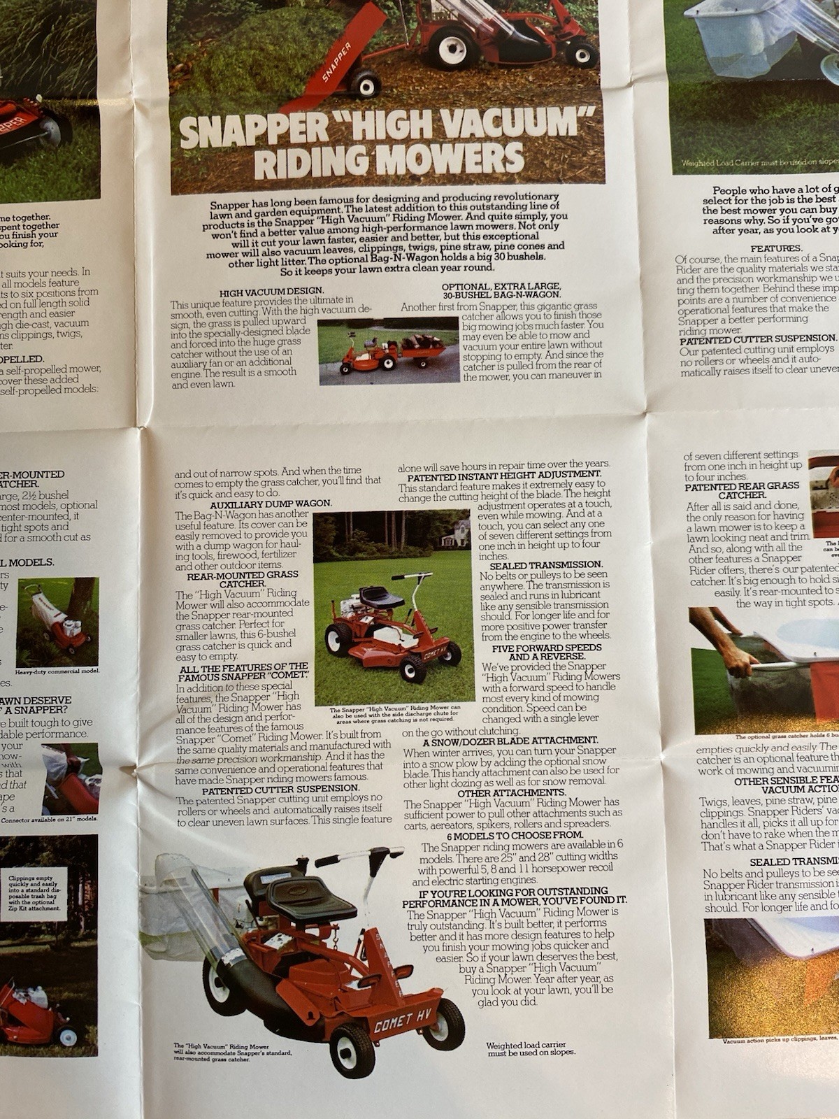 1970s-80s Snapper Lawn Mower & Tiller Original Advertising Foldout Brochure