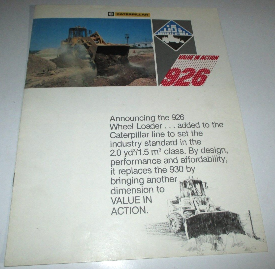 Caterpillar 926 Wheel Loader Sale Brochure Literature AEDC4094 ORIGINAL!