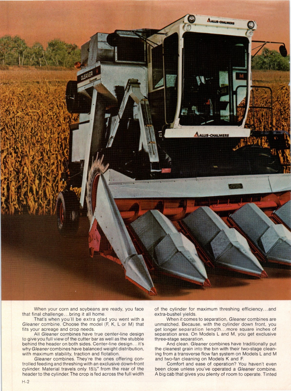 1976 Allis-Chalmers Gleaner Combine Model F K L M Vintage 70&rsquo;s 2-Page Print Ad