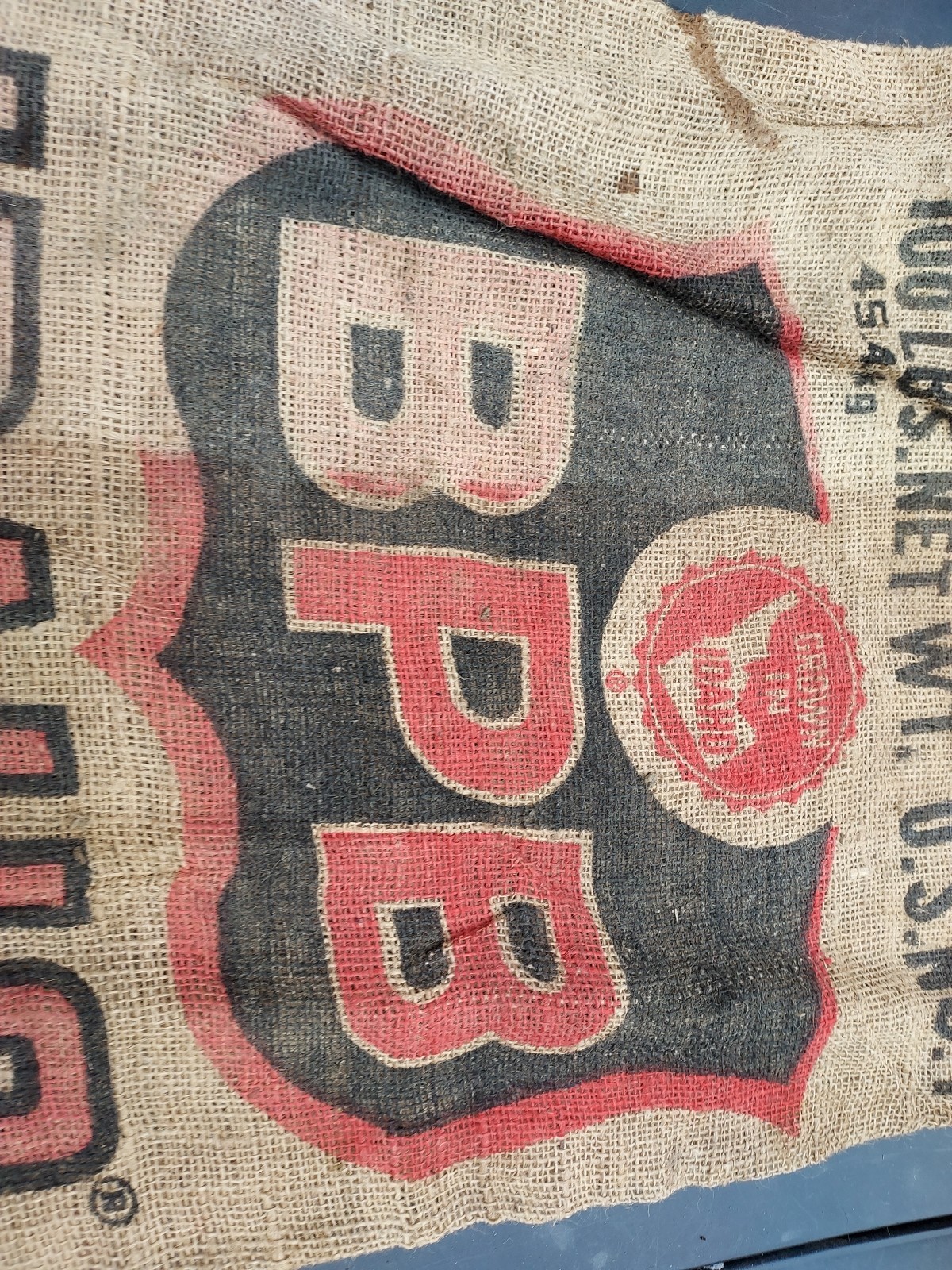 Vtg BPB Potatoes Burlap Sack Bag Stat Potato Packers Sugar City,Idaho