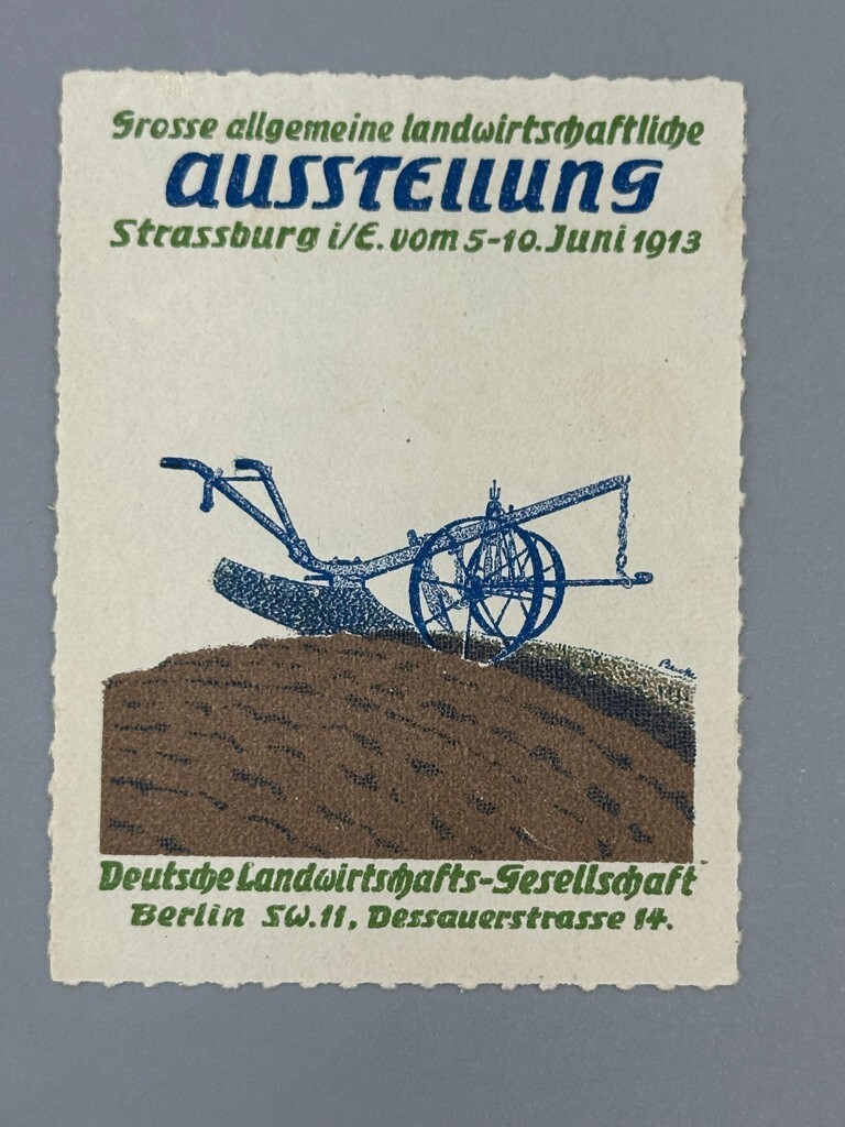 1911-1924 GERMAN Agricultural FARM EXPO Advertising POSTER STAMP Antique