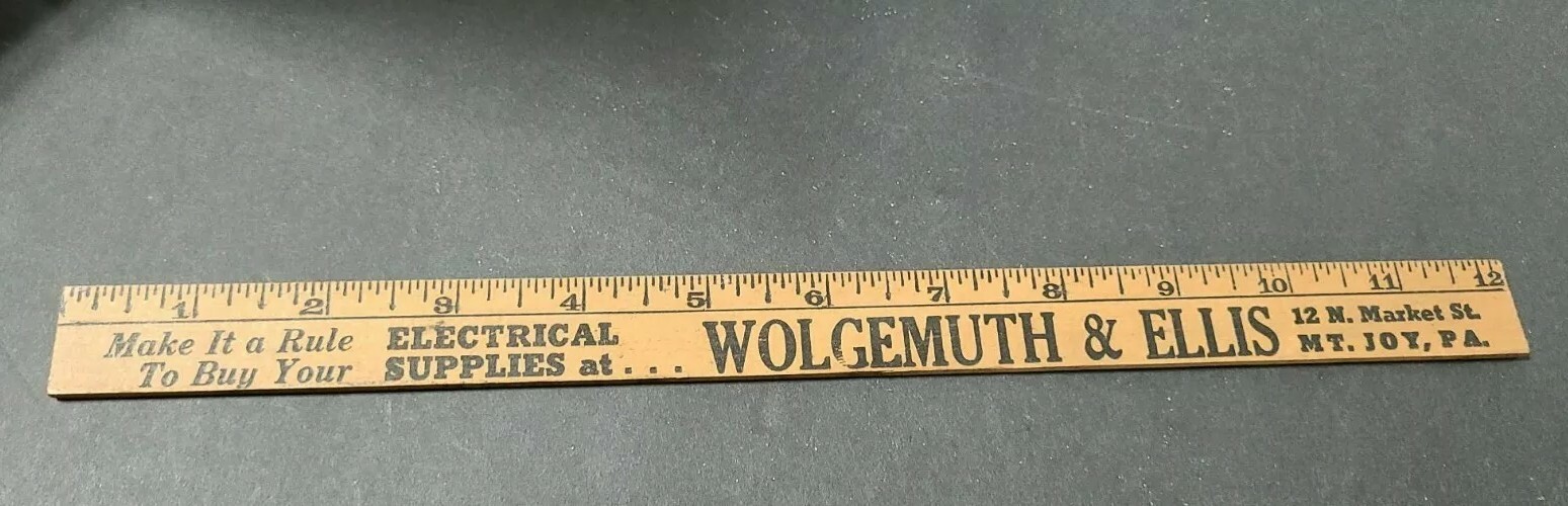 Vintage 1950s Wolgemuth Bros. Florin Feeds Ruler Mt. Joy Pa 2x Sided