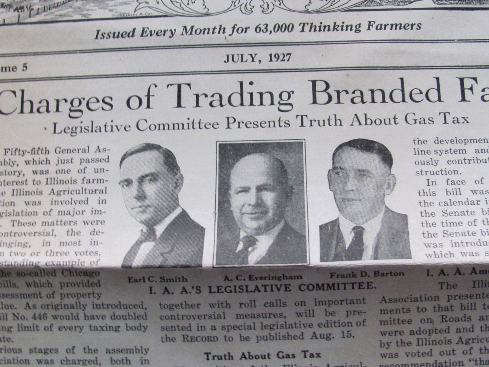 1927 ILLINOIS AGRICULTURE ASSOCIATION FARM BUREAU NEWSPAPER