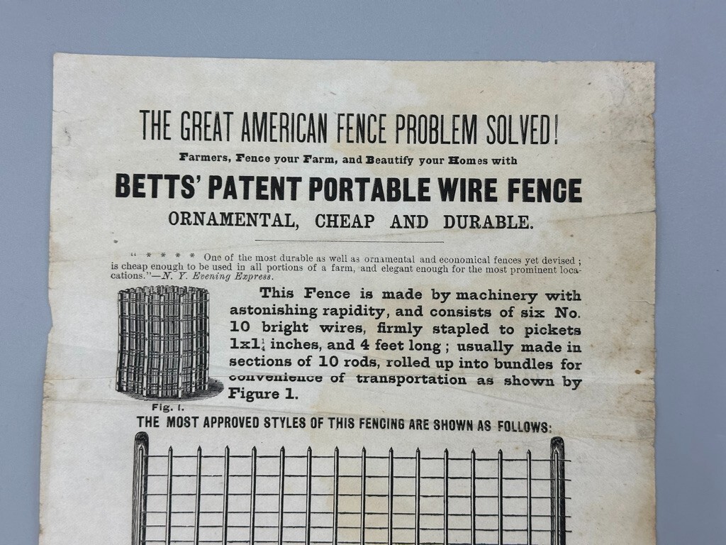 c 1900 Betts WIRE FENCE Farm Advertising TROY NY Circular