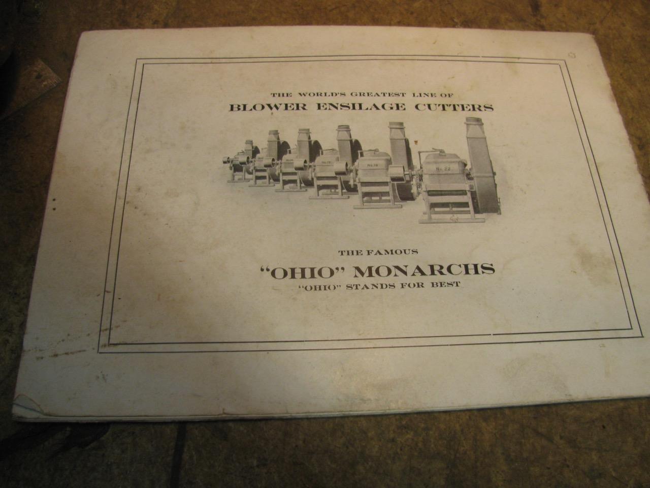 1910 Ohio Monarch Ensilage Cutter Manual SIlver Mfg Salem Oh
