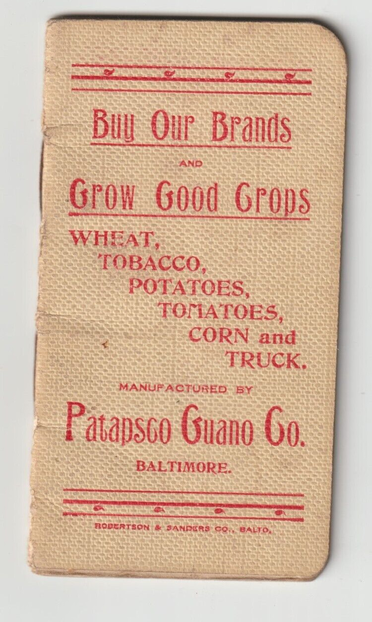 Aaronsburg PA , Chas E. Stover , Patapsco Guano ( Bat Poop ) Note Book 1920s