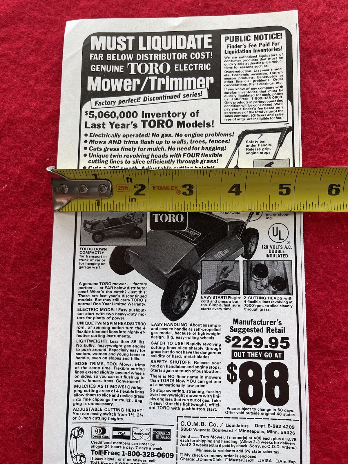 Vintage 1983 Print Ad Toro Electric Mower Trimmer Advertisement