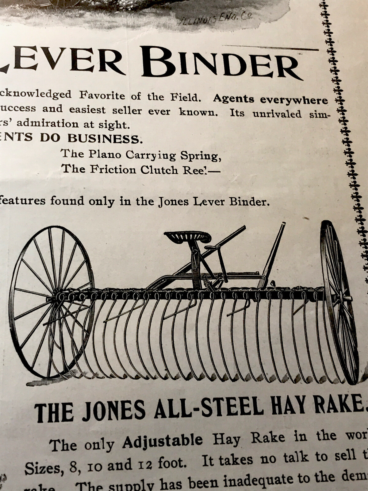 ORIGINAL 1897 Plano Farm Implements Advertising – Chicago – 10” X 15”