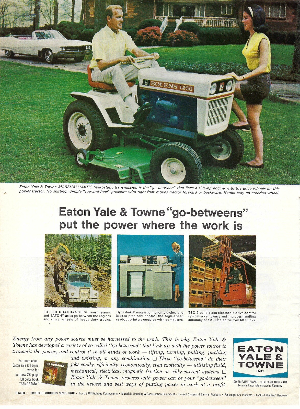 1967 Eaton Yale & Towne Marshallmatic Mower Vintage Magazine Print Ad/Poster