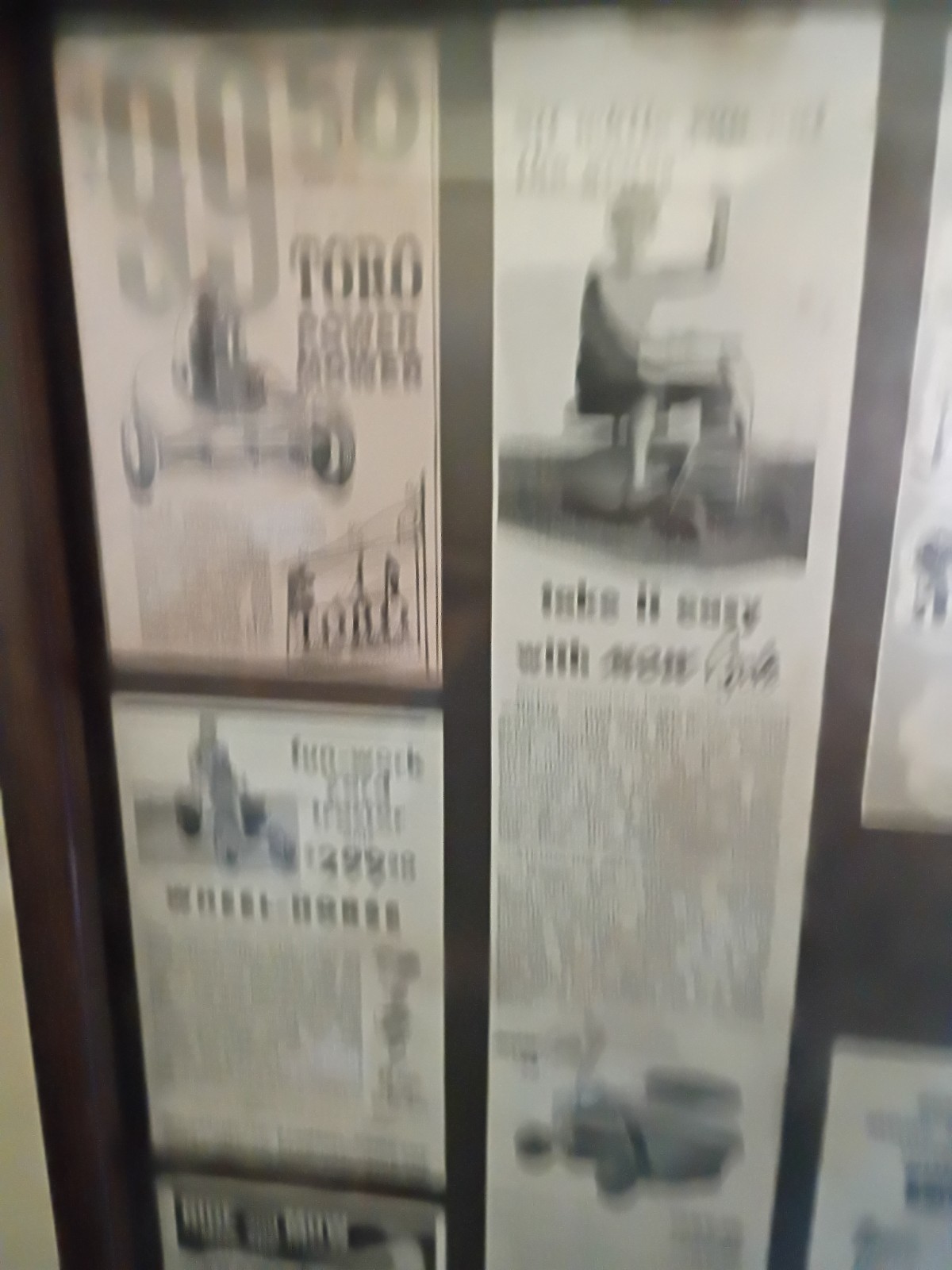 Vintage Lawn Mower Magazine Ads In A Frame, Originals, Not Reprints.