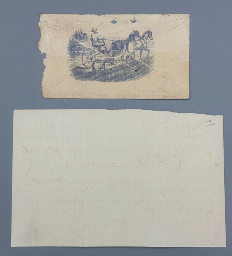 1886 Kentucky BLUEGRASS PLOW Meilke Farm Advertising Illustrated POSTAL COVER