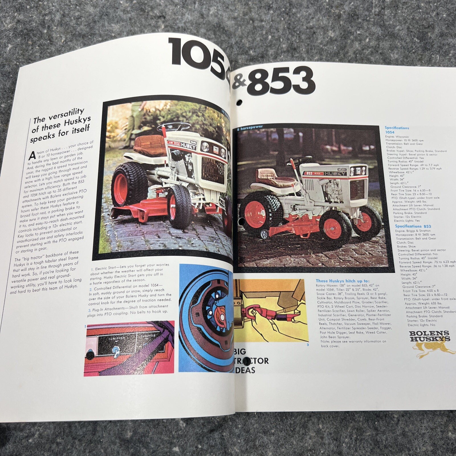 Bolens Husky Big Tractor Full Color Brochure 1886 1477 1476 1256 1054 853 813