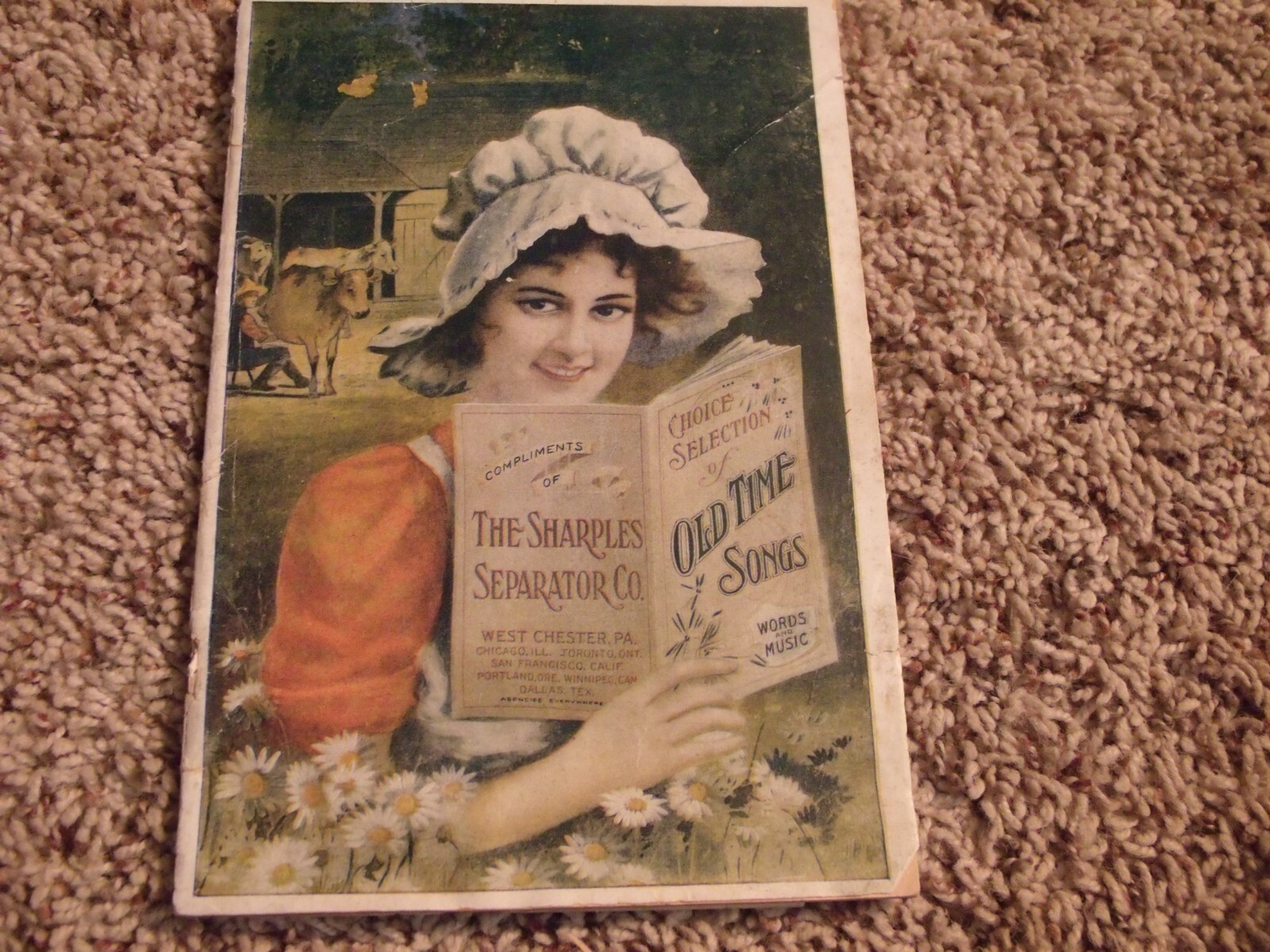 SHARPLES SEPARATOR CO. PENNSYLVANIA OLD TIME SONG BOOK ADVERTISEMENT ADS MUSIC