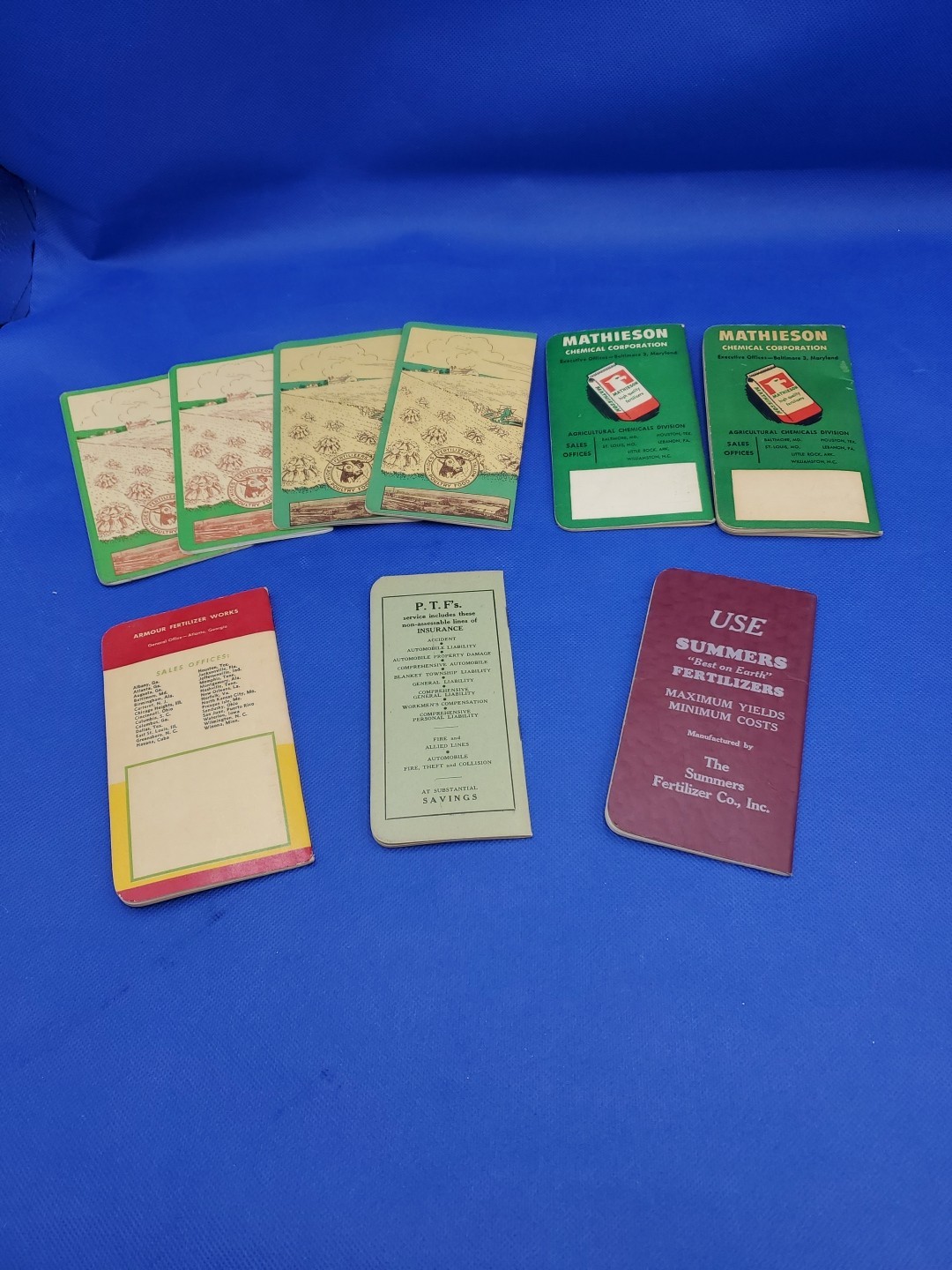 VTG Lot of 9 Fertilizer Pocket Memo~Note Books Armour’s, Mathieson, Summer +more