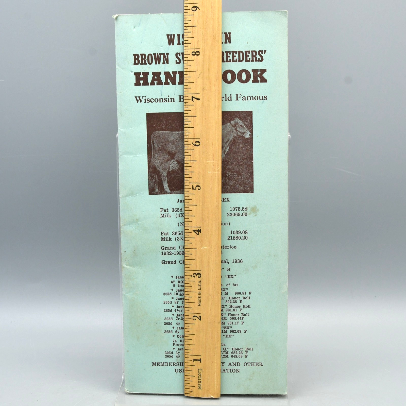 Wisconsin Brown Swiss Breeders Handi Book Directory 1951 Jane of Vernon Cover