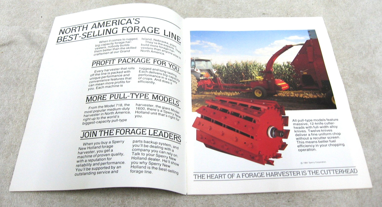 VINTAGE 1984 FORD NEW HOLLAND TRACTOR PULL TYPE FORAGE HARVESTERS BROCHURE