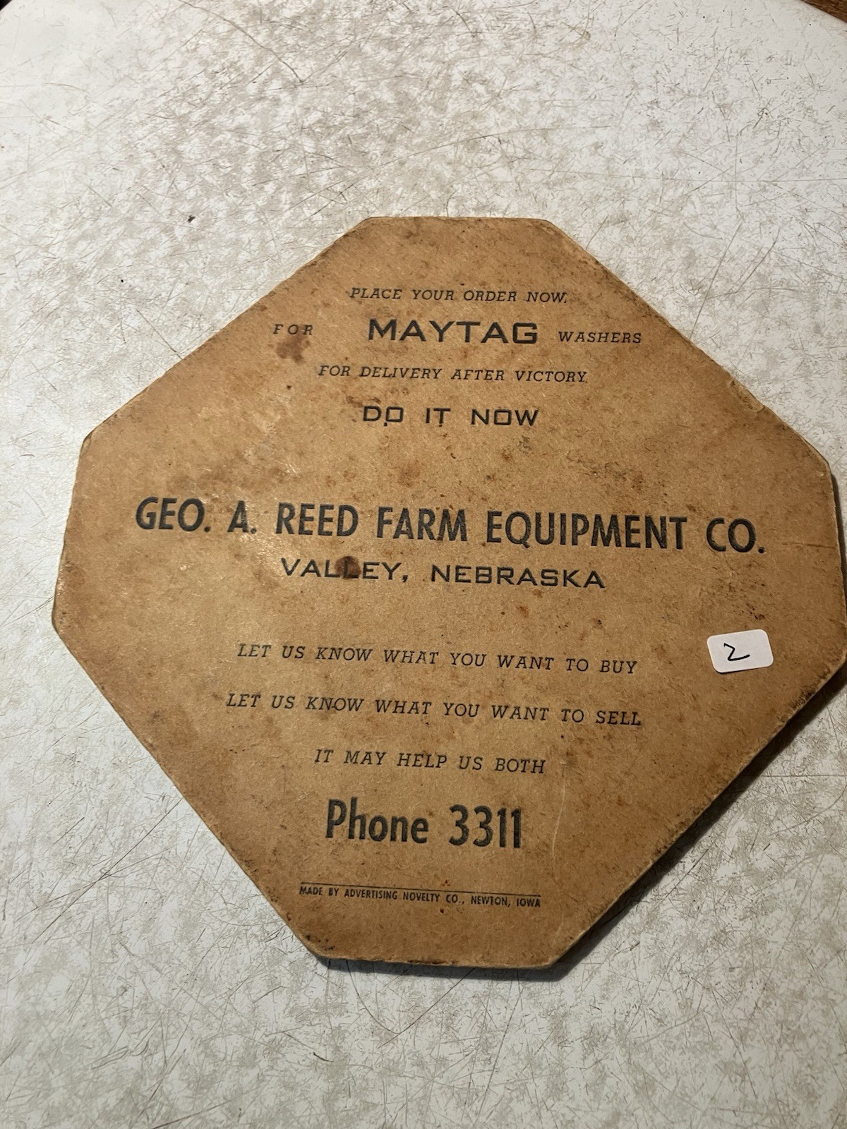 Old Reed Farm Equip Valley Nebraska Trivet Maytag Washers Patriotic No 2