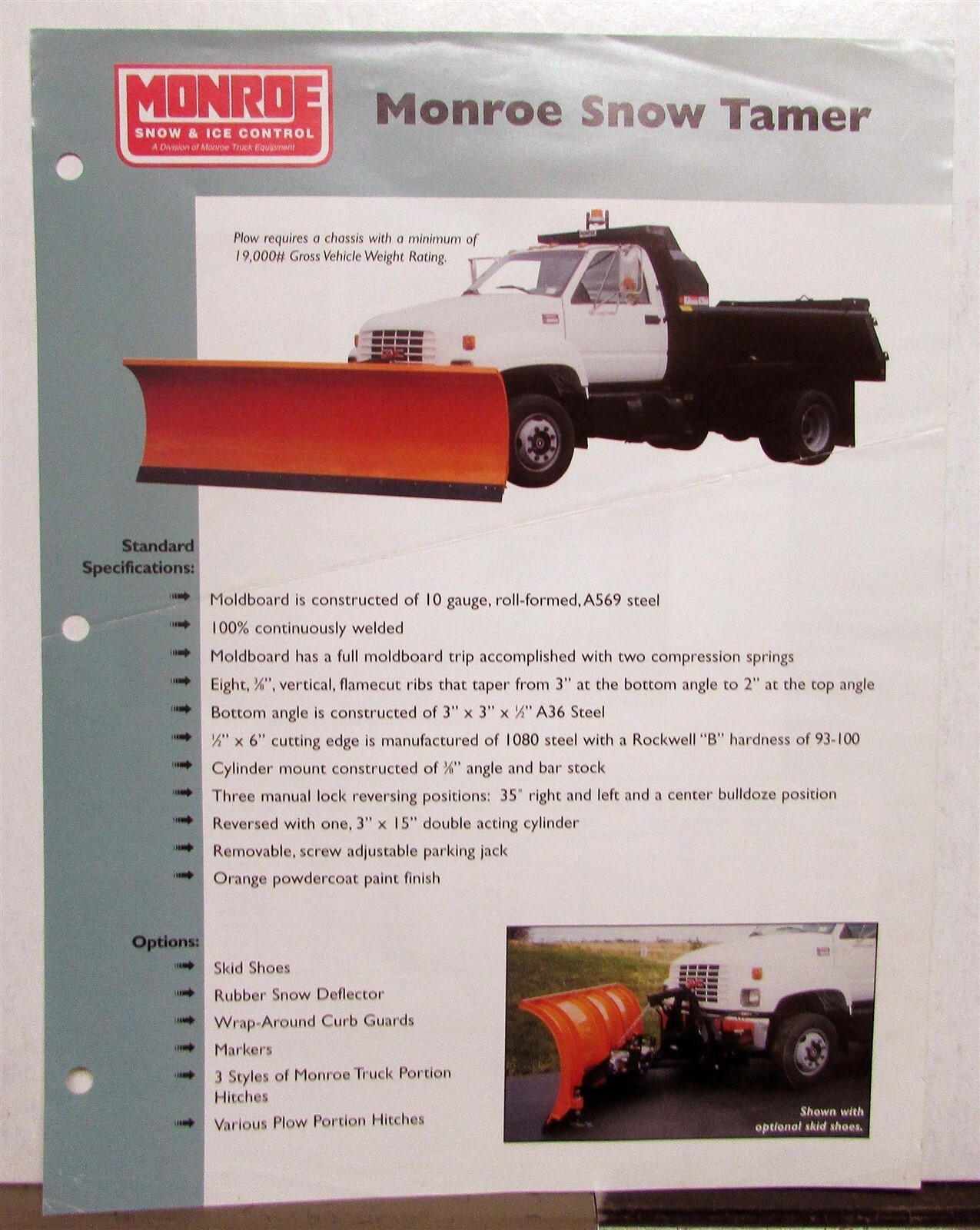 2000s Monroe Snow Tamer Plow Attachment Specs Options Sales Data Sheet