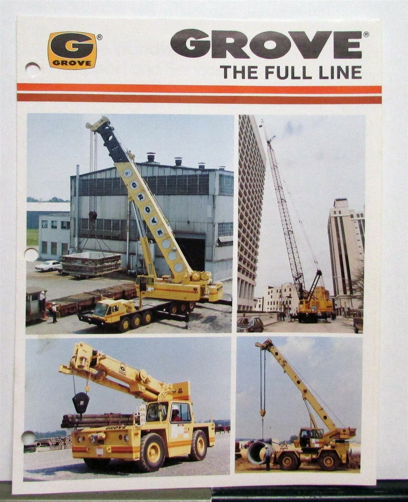 1986 Grove Full Line Crane Hydraulic Lattice Specs Construction Sales Brochure