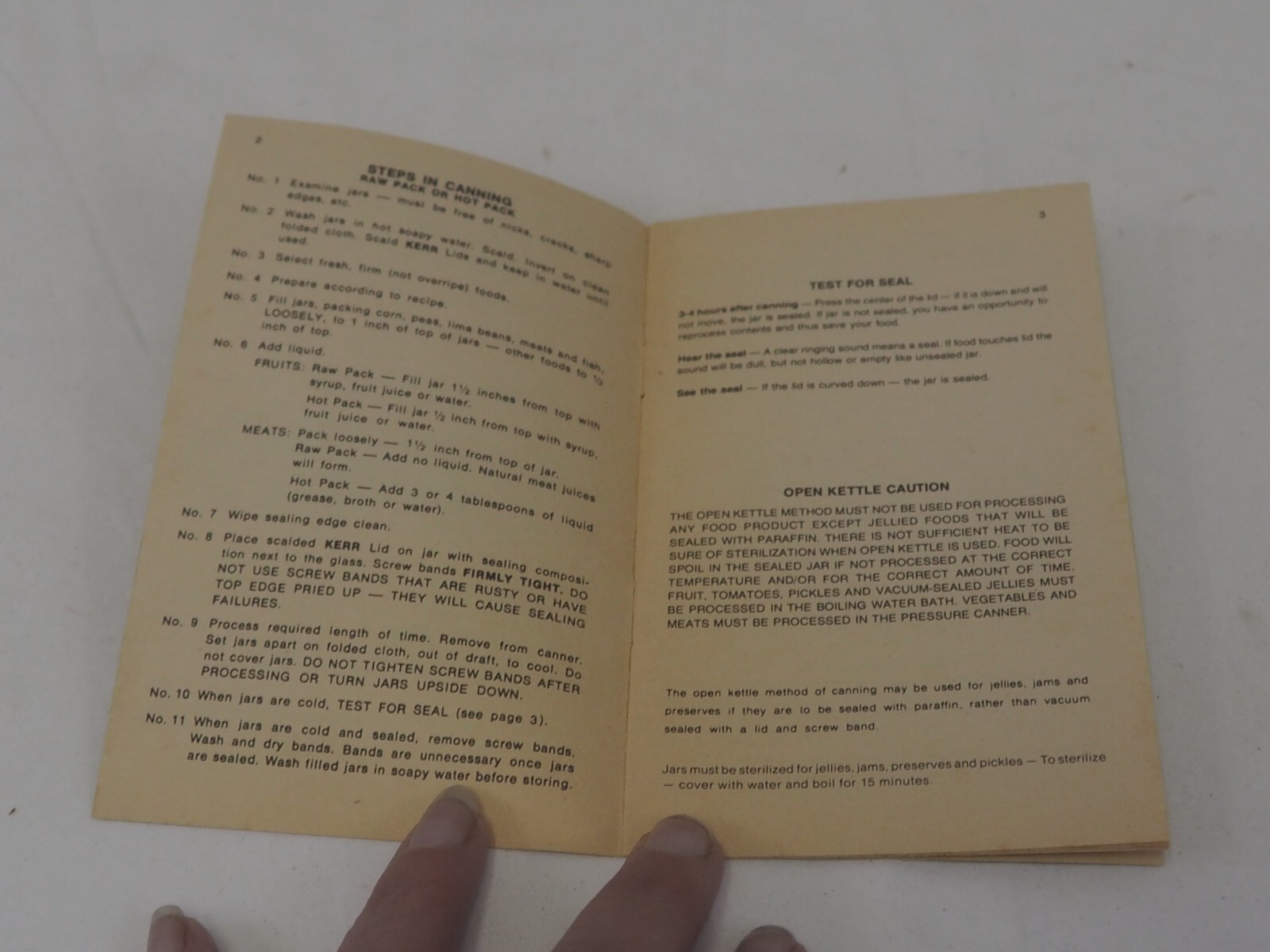 1984 Kerr Self Sealing Instruction Guide to Home Canning & Freezing Pamphlet