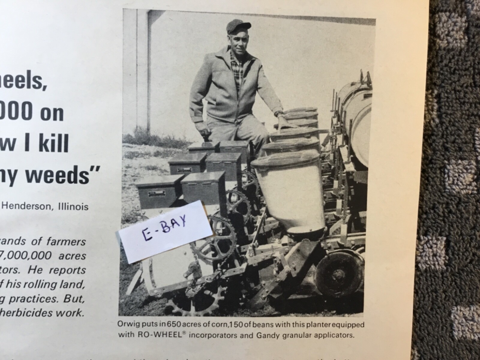 1968 Ad. Gandy Granular Applicators. Ernie Orwig. North Henderson, Illinois