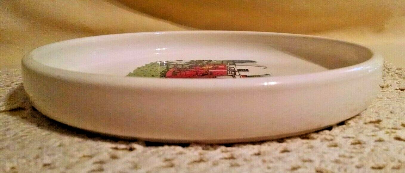 GEHL 66 MIX ALL MIXER ASHTRAY DISH CANDY NUT VINTAGE WHITE CERAMIC FARM SCENE.