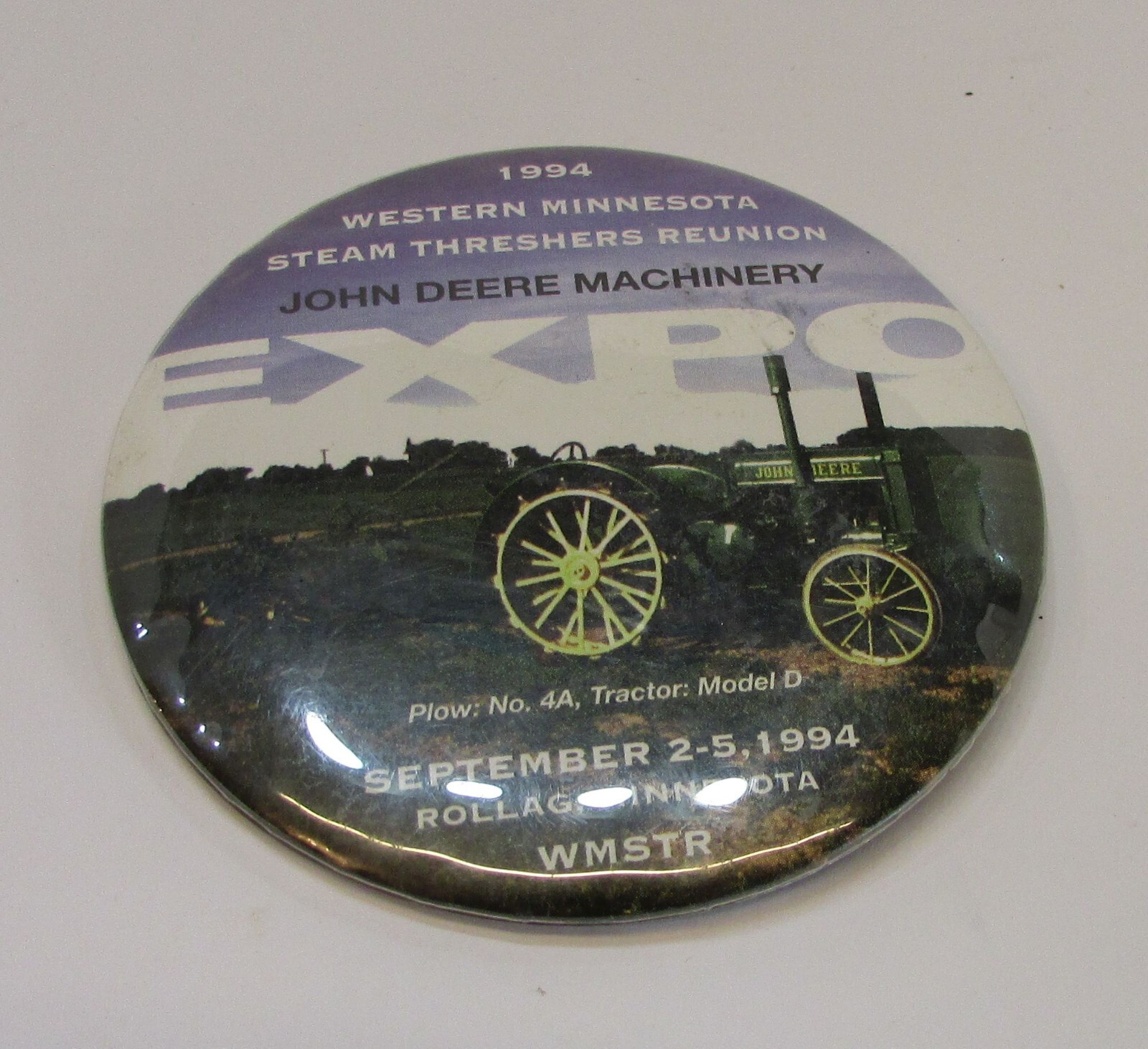 1994 Rollag Minnesota Steam Threshers Reunion Pin Button John Deere Expo FREE SH