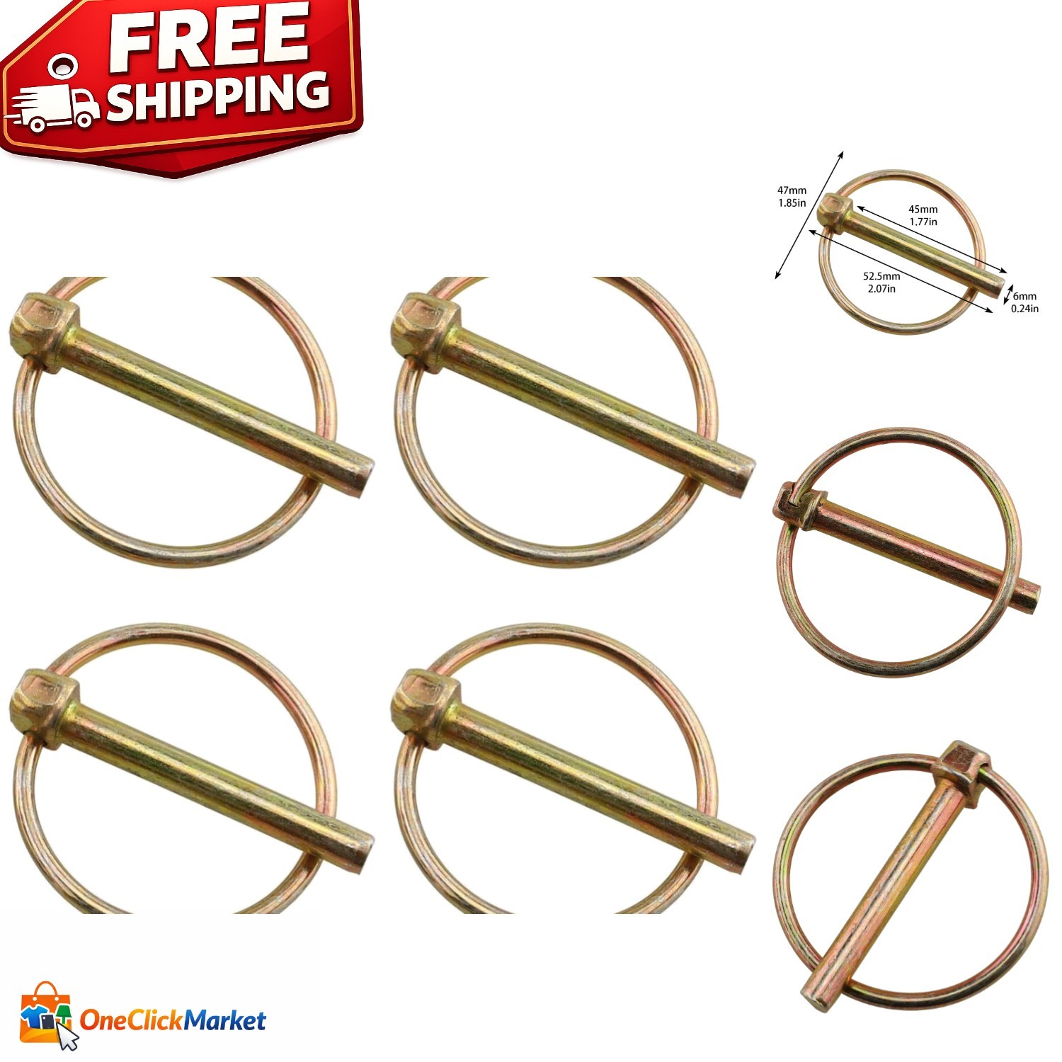 Versatile Linch Pin Assortment – 4PCS 1/4 Inch Carbon Steel for Secure Fastening
