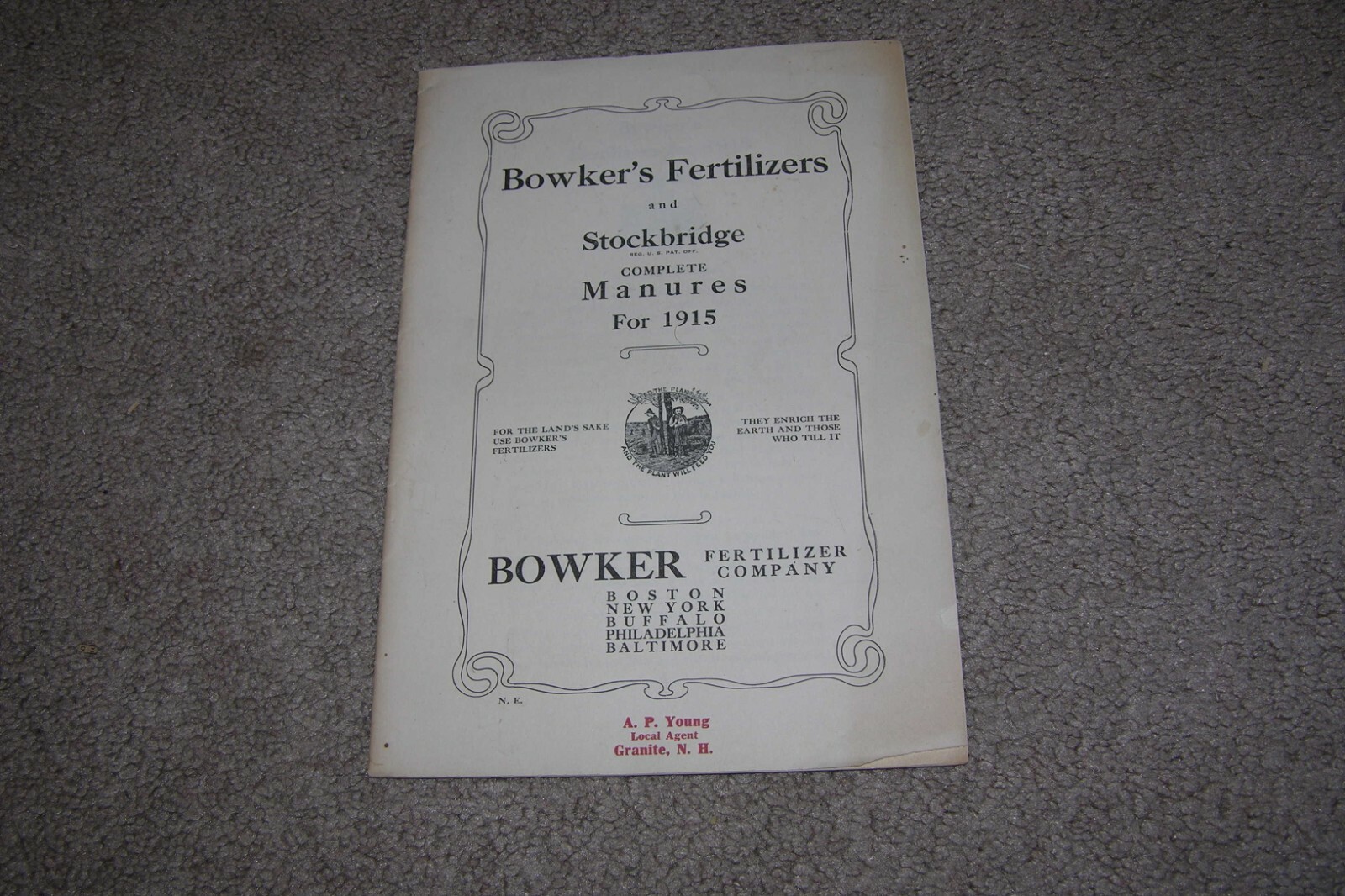 1915 Bowker&rsquo;s Fertilizers 19 page booklet, Stockbridge, Manure