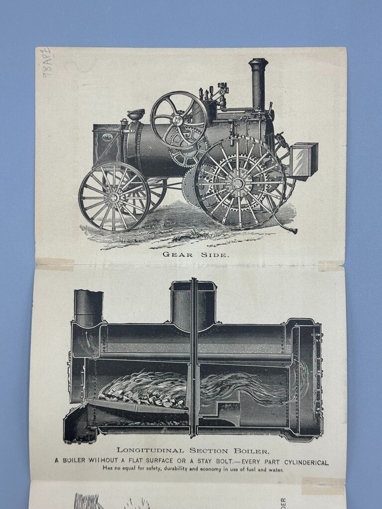 1880s HUBER Engine THRESHER Victorian FARM Advertising Fold Trade Card MARION OH