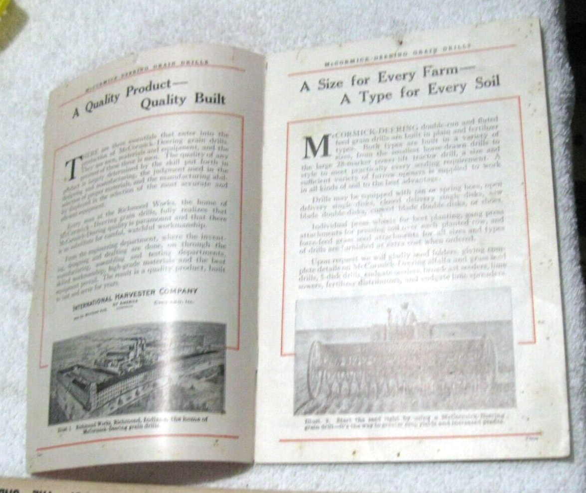 VINTAGE 1918 McCORMICK DEERING TRACTOR GRAIN DRILLS BROCHURE