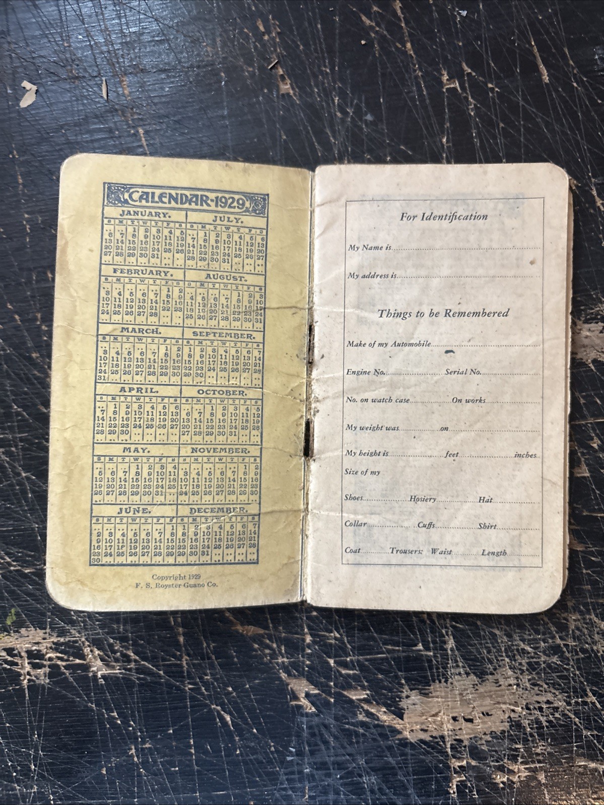 1929 FS Royster Guano Co. Royster Fertilizers Advertising Memo Book. Virginia￼