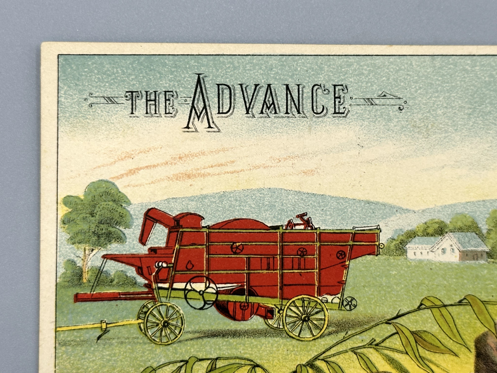 1880s ADVANCE THRESHER Engine FARM Advertising Trade Card BATTLE CREEK Michigan