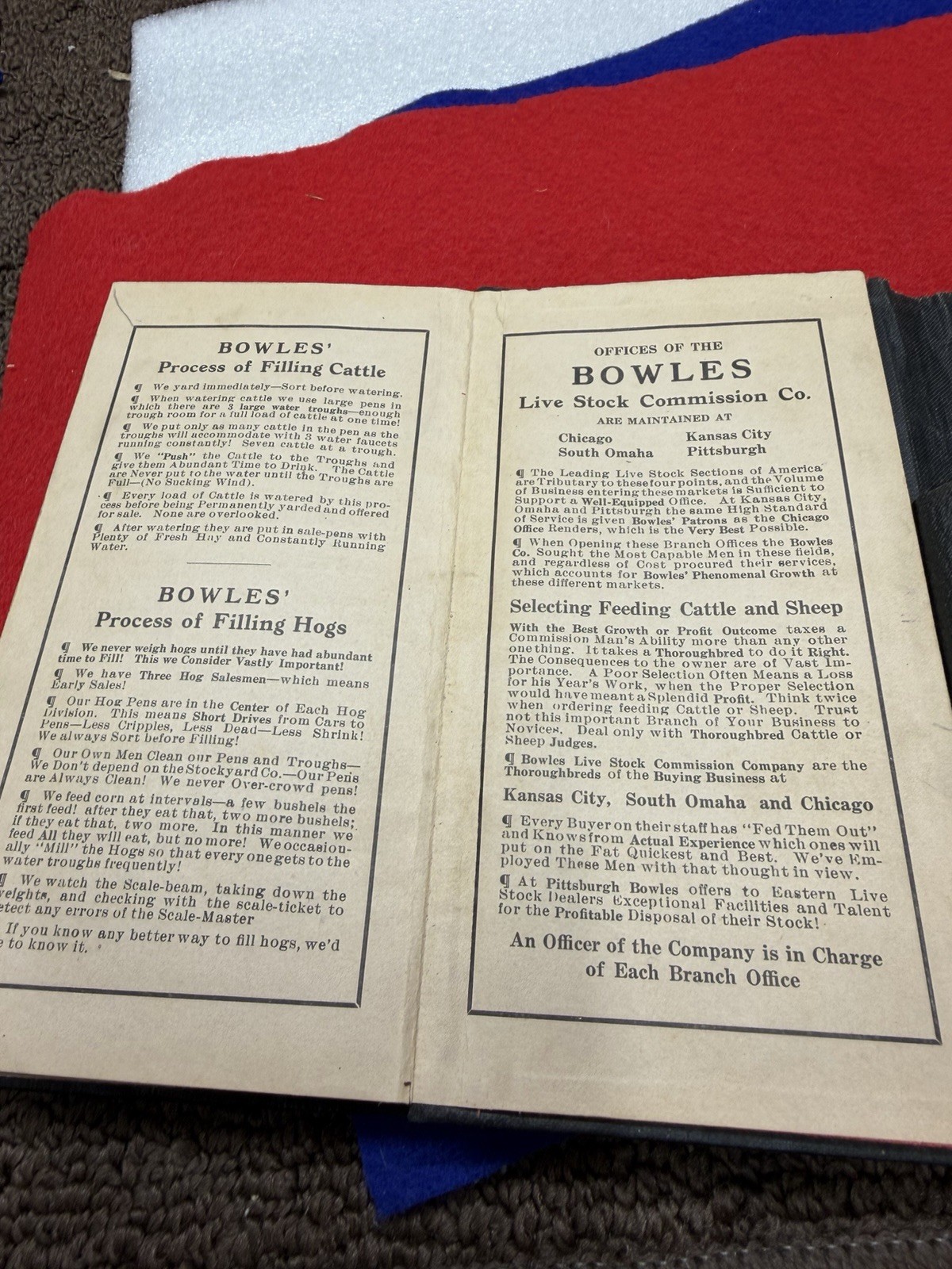 Vintage 1913 Bowles Livestock Commission Company Pocket Note Pad Leather