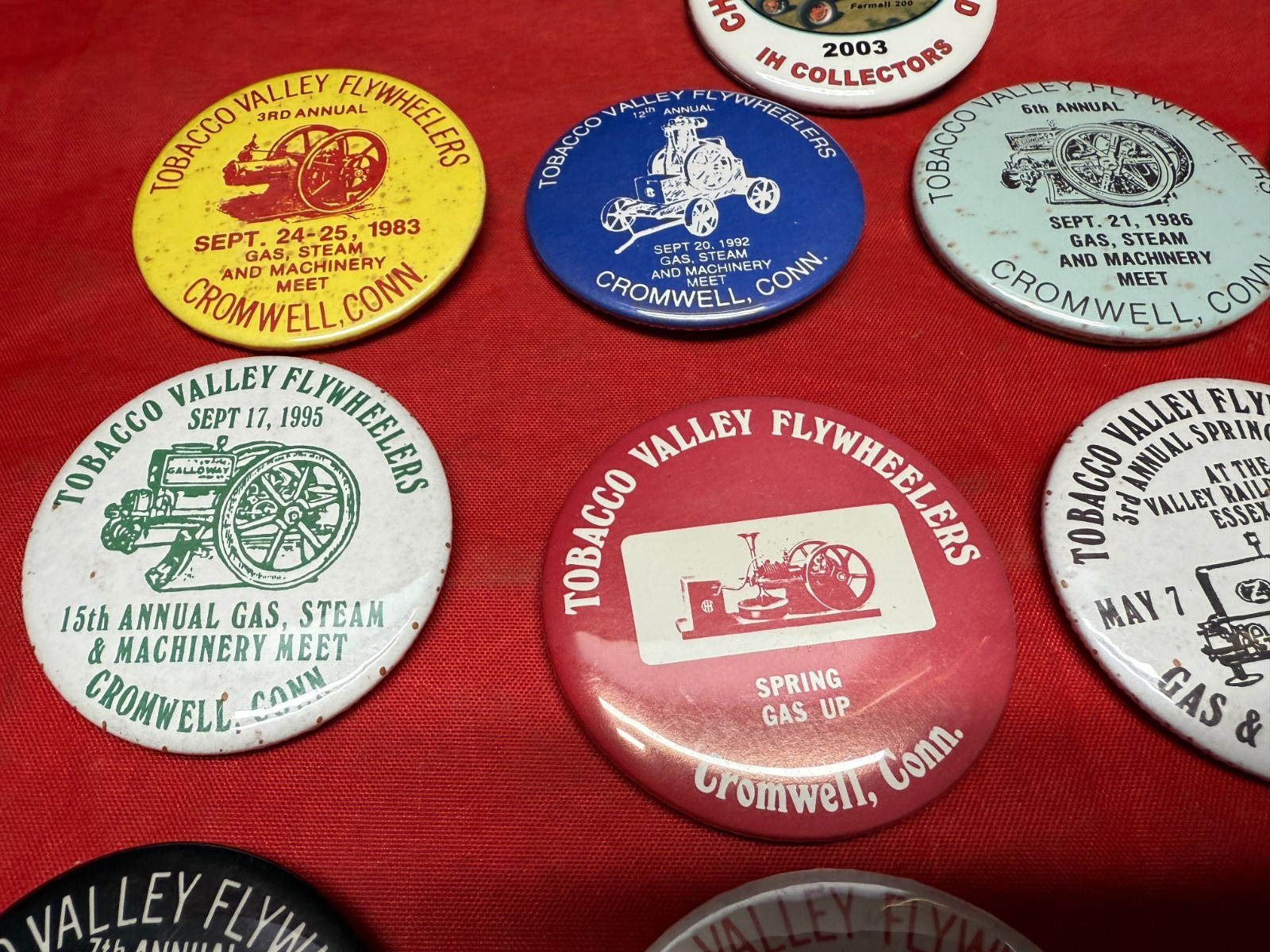 20 Vintage Tobacco Valley Flywheelers Gas, Steam & Machinery Meet Pinback Button