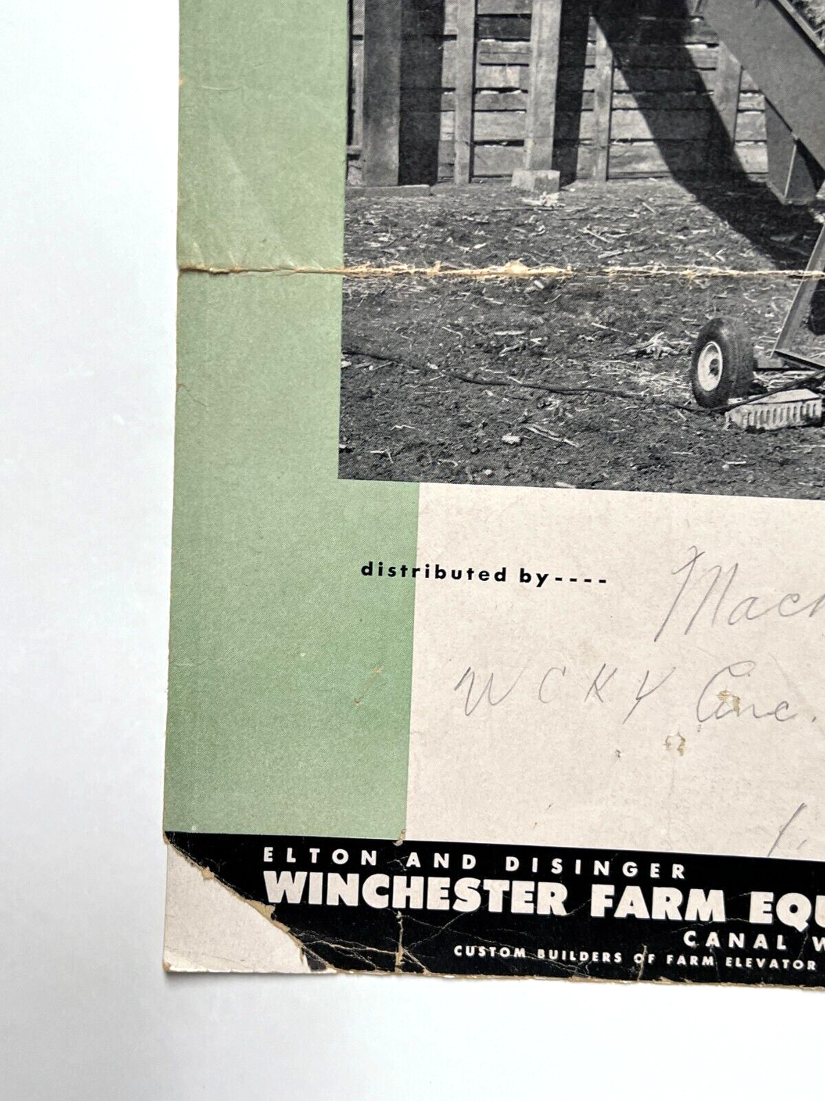 Vintage Elton and Disinger Winchester Farm Equipment Co. Folded Paper Brochure