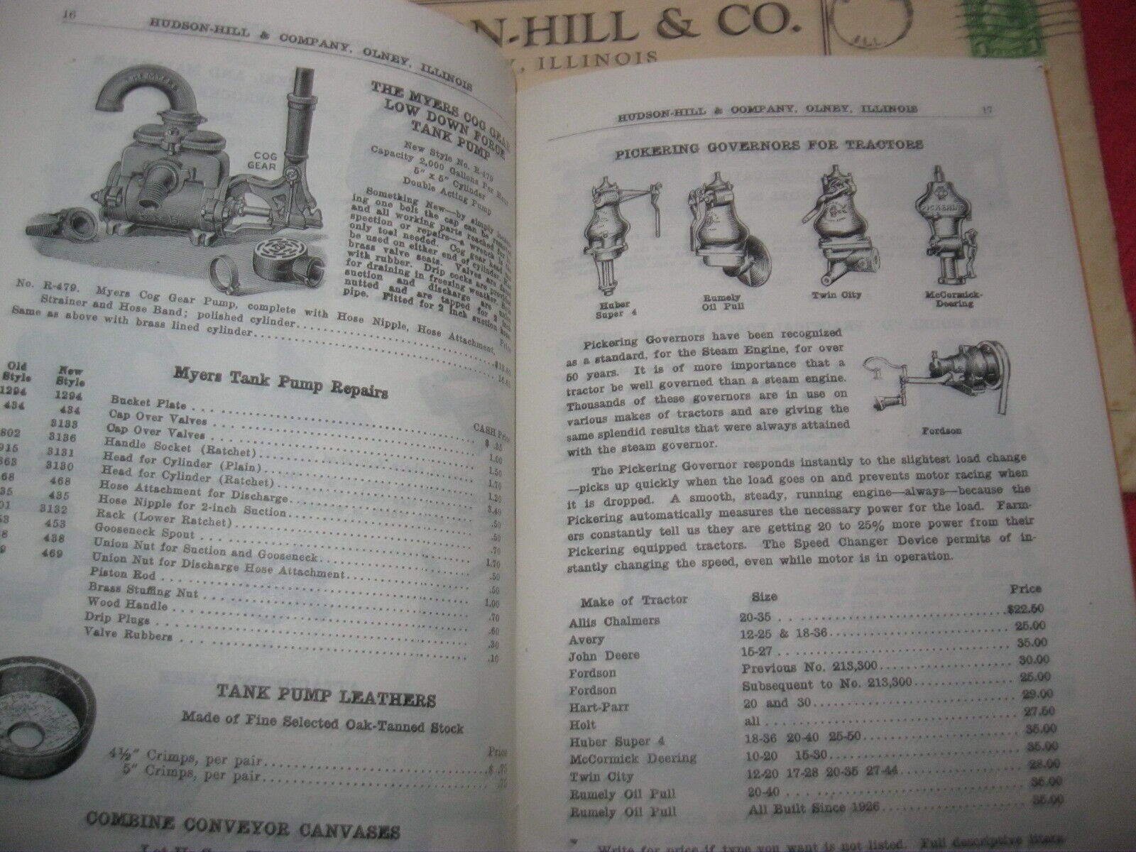 1936 HUDSON HILL & Co, OLNEY ILLINOIS THRESHER AND MILL CATALOG,MINT IN ENVELOPE
