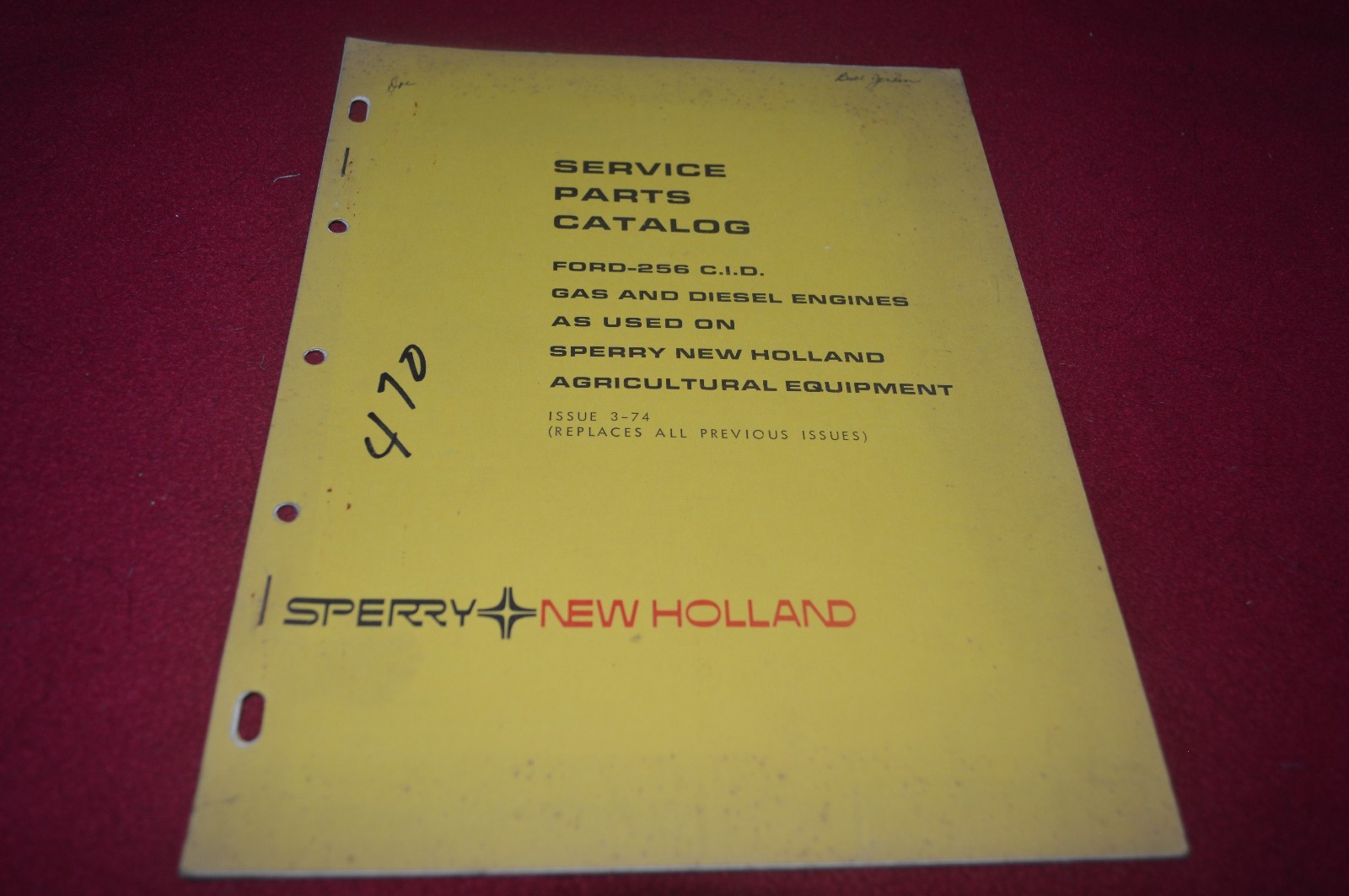 New Holland 256 Ford Gas & Diesel Engine Dealer&rsquo;s Parts Book DCPA6