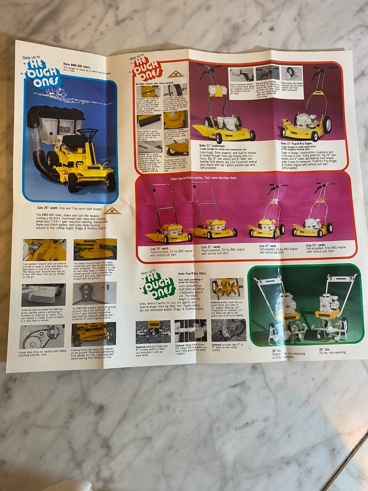 Vintage Hahn Lawn Mower & Tillers Advertising Brochure Yellow Green Agriculture