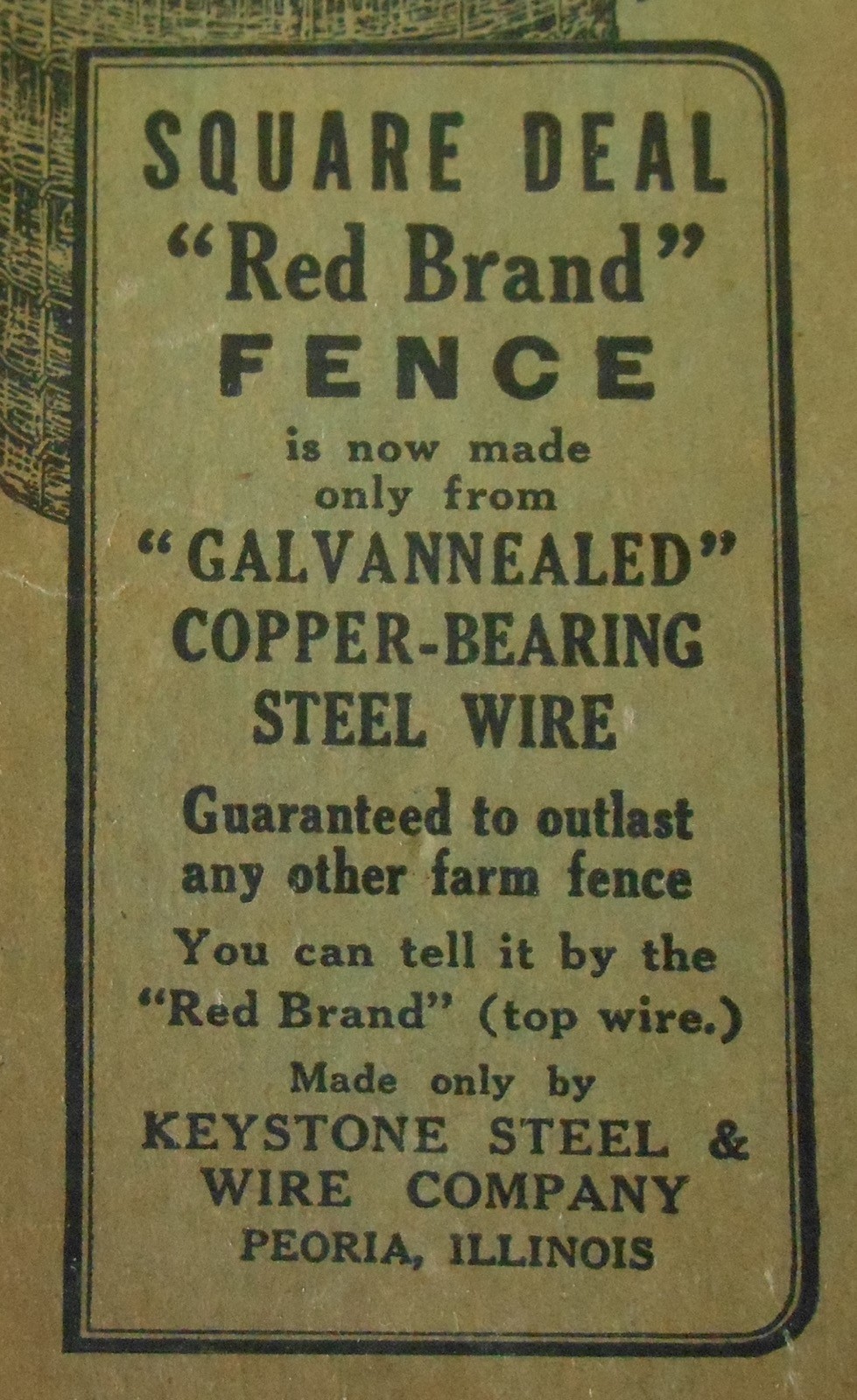 Advertising Keystone Steel & Wire Co. Peoria, Illinois “Red Brand Fence »