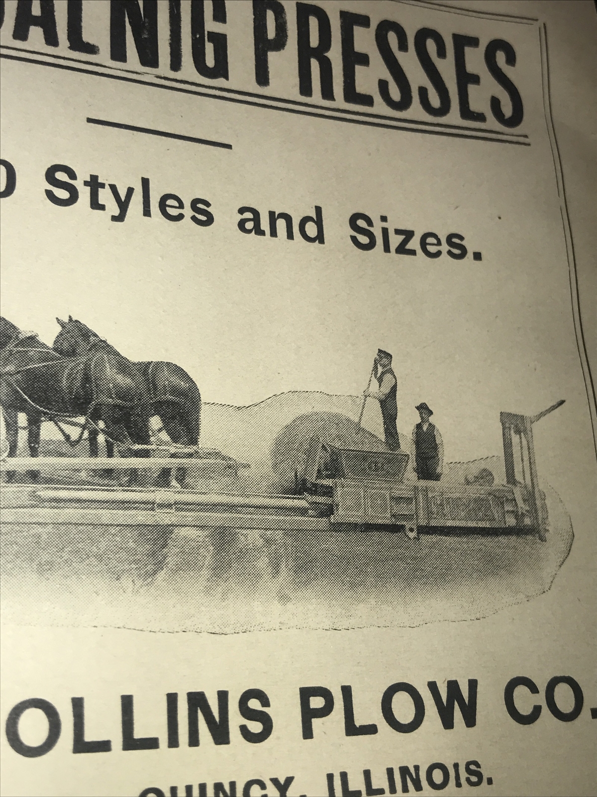 1908 Collins Plow Co. – Eli Balnig Press Farm Advertising – Quincy – Illinois